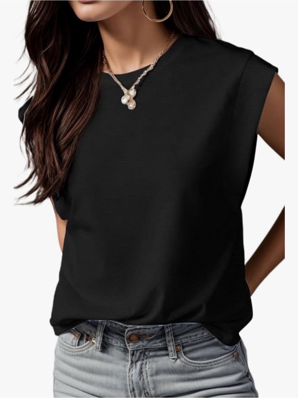 New with Tags Sleek Black Sleeveless Crewneck Tank Top Size XL